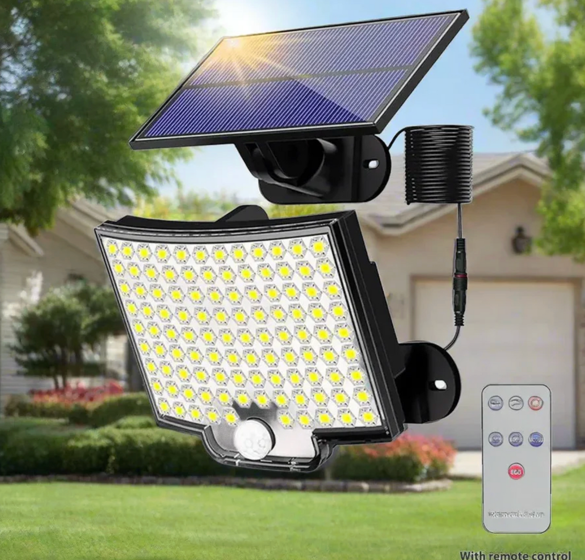 Solarna lampa LED z czujnikiem ruchu – zewnętrzna lampa ścienna do ogrodu, podjazdu i wejścia