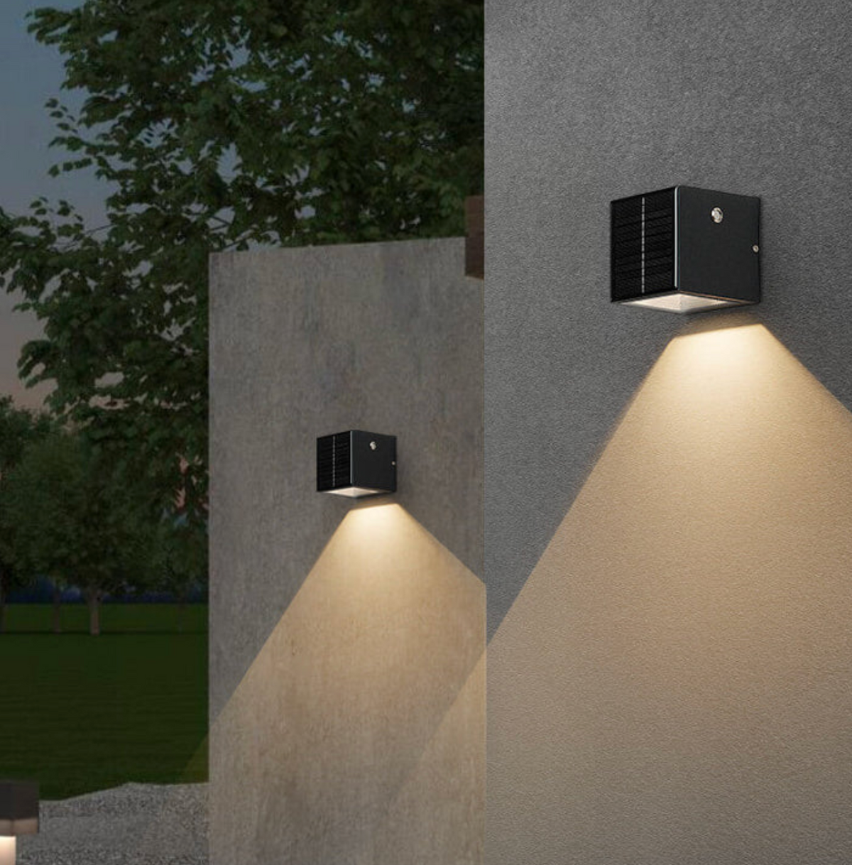 Solarna lampa ścienna LED góra-dół – nowoczesna kinkietowa oprawa elewacyjna zewnętrzna