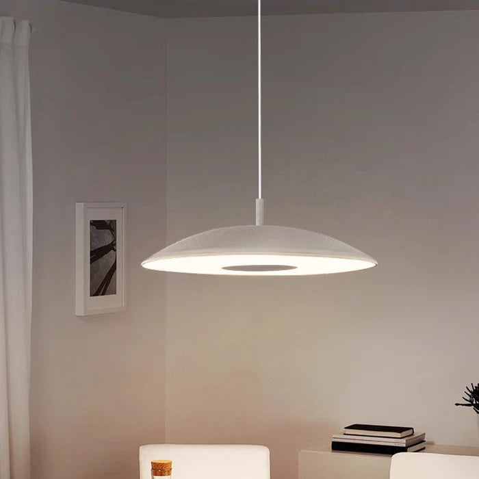 Smukła metalowa lampa wisząca LED – Nowoczesna lampa sufitowa w kształcie talerza