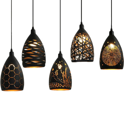 Nowoczesna lampa wisząca LED – metalowy klosz z dekoracyjnym wzorem