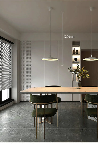 Smukła metalowa lampa wisząca LED – Nowoczesna lampa sufitowa w kształcie talerza