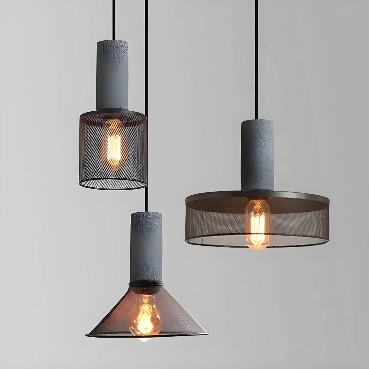 Industrialna lampa wisząca loft LED z metalowym kloszem siatkowym