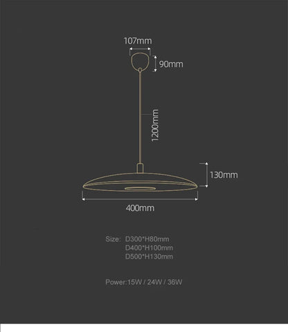 Smukła metalowa lampa wisząca LED – Nowoczesna lampa sufitowa w kształcie talerza
