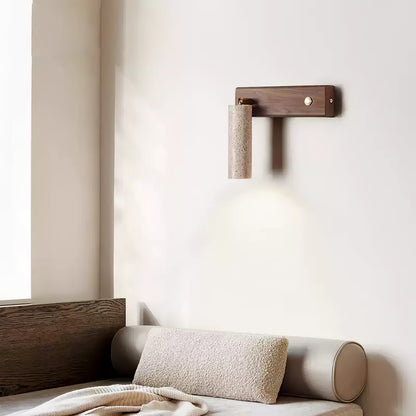 Cylindryczna lampa ścienna Ornoria z trawertynu 10
