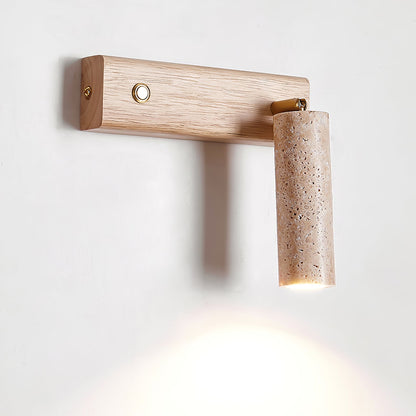 Cylindryczna lampa ścienna Ornoria z trawertynu 13
