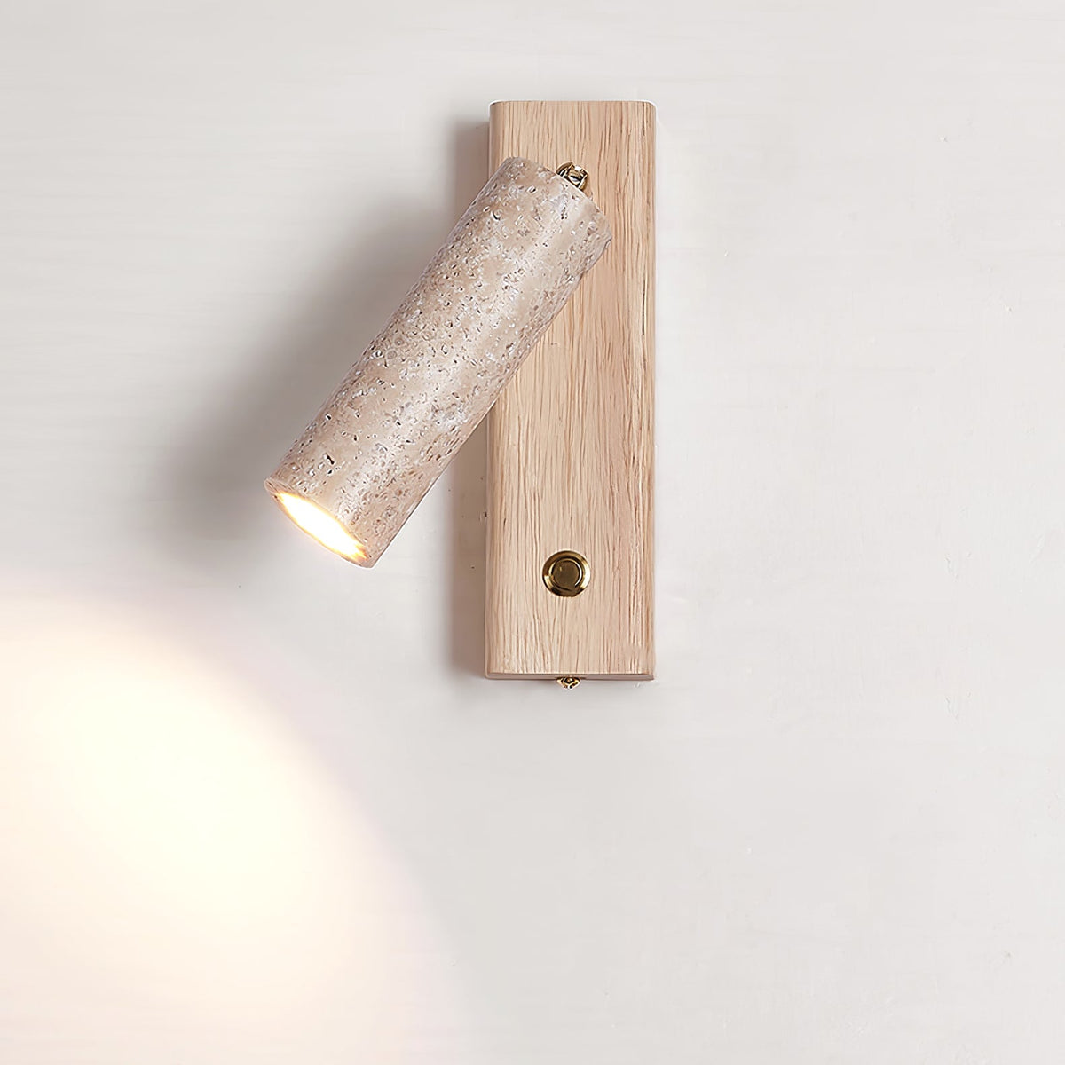 Cylindryczna lampa ścienna Ornoria z trawertynu 2