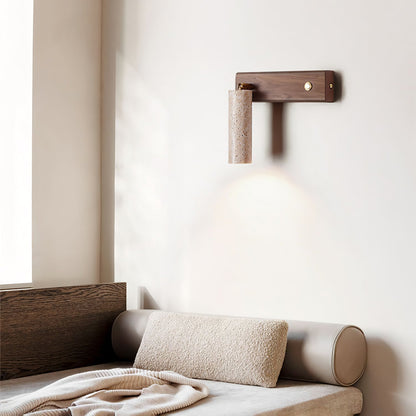 Cylindryczna lampa ścienna Ornoria z trawertynu 4