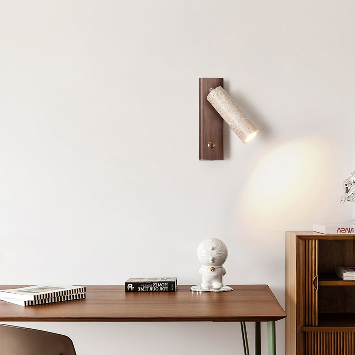 Cylindryczna lampa ścienna Ornoria z trawertynu 7