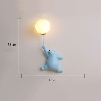 Kinkiet Bear Balloon Nowoczesna Lampa Ścienna Miś z Balonem. Biały/Niebieski/Różowy. Salon 10