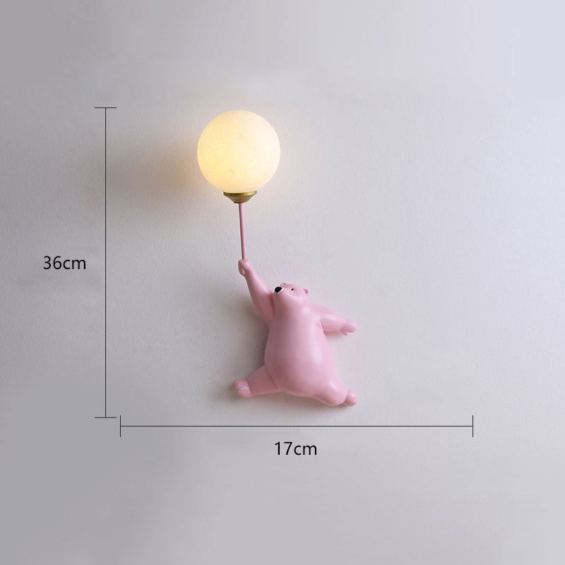 Kinkiet Bear Balloon Nowoczesna Lampa Ścienna Miś z Balonem. Biały/Niebieski/Różowy. Salon 19