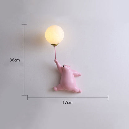 Kinkiet Bear Balloon Nowoczesna Lampa Ścienna Miś z Balonem. Biały/Niebieski/Różowy. Salon 19
