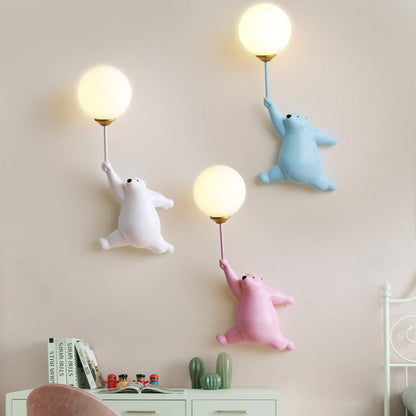 Kinkiet Bear Balloon Nowoczesna Lampa Ścienna Miś z Balonem. Biały/Niebieski/Różowy. Salon 2