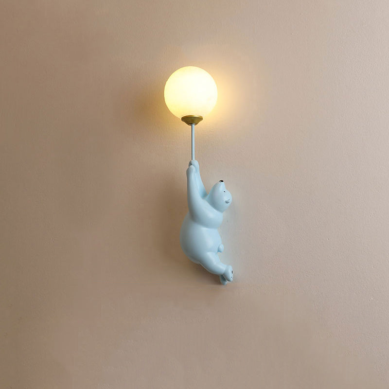 Kinkiet Bear Balloon Nowoczesna Lampa Ścienna Miś z Balonem. Biały/Niebieski/Różowy. Salon 23