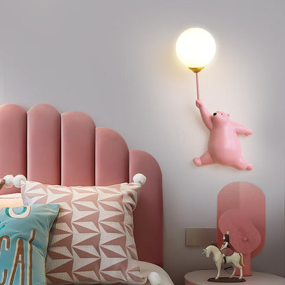 Kinkiet Bear Balloon Nowoczesna Lampa Ścienna Miś z Balonem. Biały/Niebieski/Różowy. Salon 24