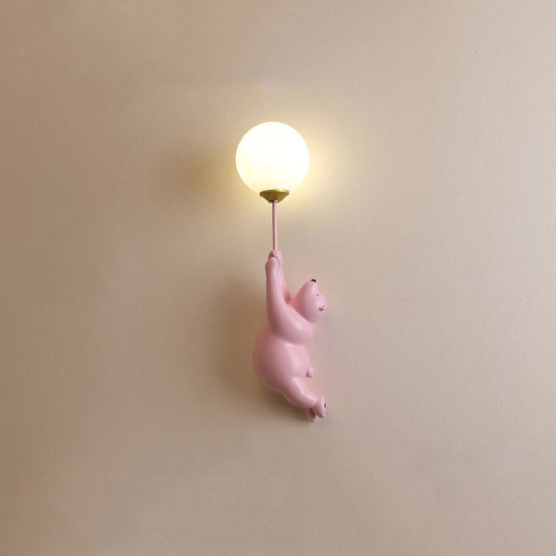 Kinkiet Bear Balloon Nowoczesna Lampa Ścienna Miś z Balonem. Biały/Niebieski/Różowy. Salon 25