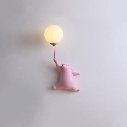 Kinkiet Bear Balloon Nowoczesna Lampa Ścienna Miś z Balonem. Biały/Niebieski/Różowy. Salon 5