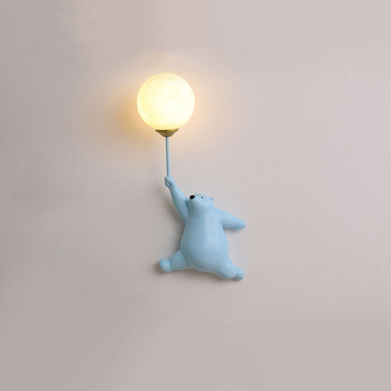 Kinkiet Bear Balloon Nowoczesna Lampa Ścienna Miś z Balonem. Biały/Niebieski/Różowy. Salon 6