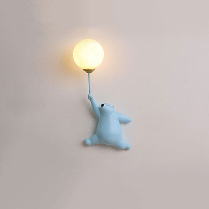 Kinkiet Bear Balloon Nowoczesna Lampa Ścienna Miś z Balonem. Biały/Niebieski/Różowy. Salon 6