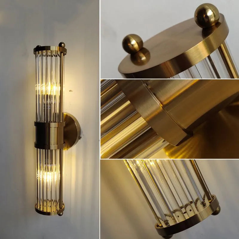 Kristy – Elegancka cylindryczna lampa ścienna w kolorze złotym ze szkła i metalu 9