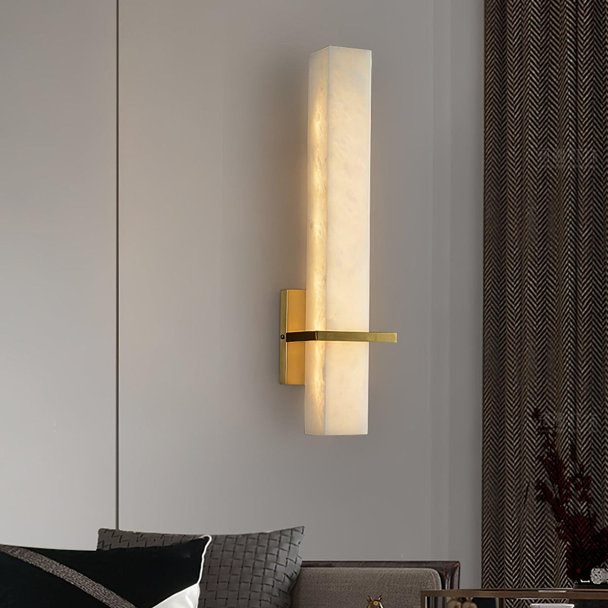 Lampa ścienna Ritta biały alabaster mosiądz nowoczesna prostopadłościenna 13