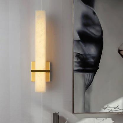 Lampa ścienna Ritta biały alabaster mosiądz nowoczesna prostopadłościenna 14