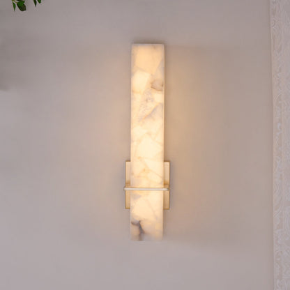 Lampa ścienna Ritta biały alabaster mosiądz nowoczesna prostopadłościenna 17
