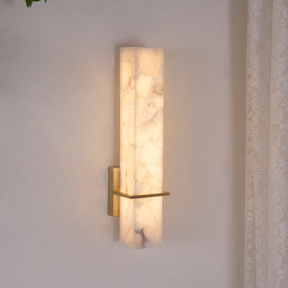 Lampa ścienna Ritta biały alabaster mosiądz nowoczesna prostopadłościenna 18