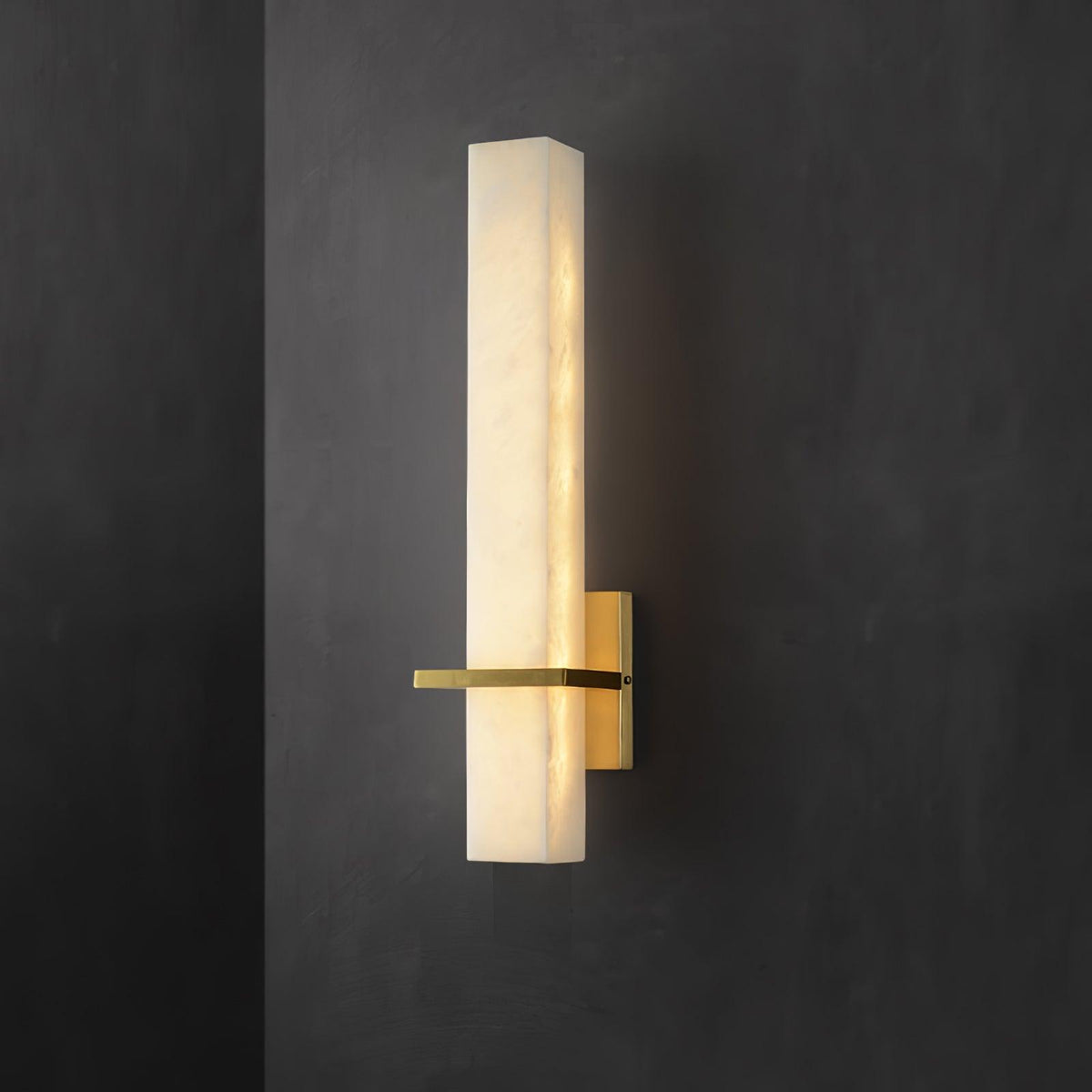 Lampa ścienna Ritta biały alabaster mosiądz nowoczesna prostopadłościenna 19