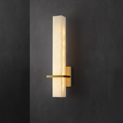 Lampa ścienna Ritta biały alabaster mosiądz nowoczesna prostopadłościenna 19