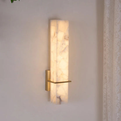 Lampa ścienna Ritta biały alabaster mosiądz nowoczesna prostopadłościenna 23