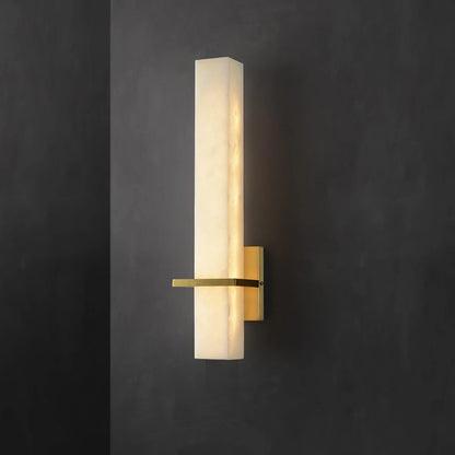 Lampa ścienna Ritta biały alabaster mosiądz nowoczesna prostopadłościenna 24