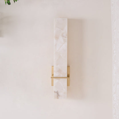 Lampa ścienna Ritta biały alabaster mosiądz nowoczesna prostopadłościenna 6