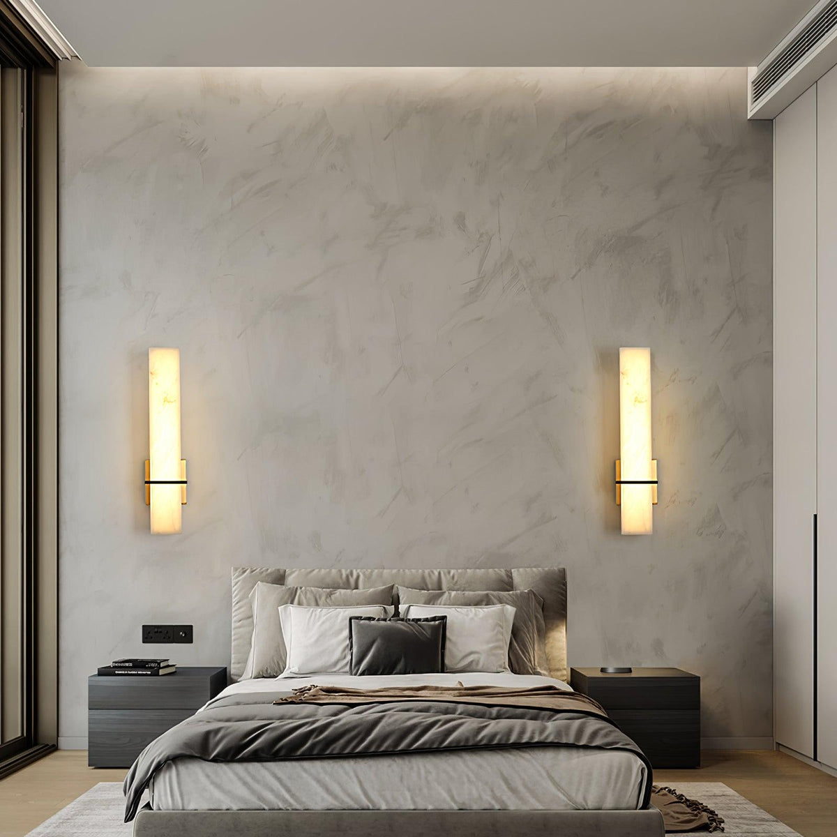 Lampa ścienna Ritta biały alabaster mosiądz nowoczesna prostopadłościenna 8