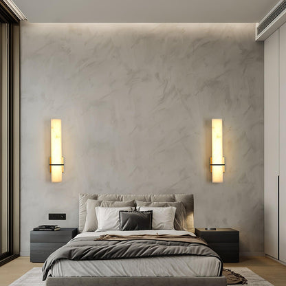 Lampa ścienna Ritta biały alabaster mosiądz nowoczesna prostopadłościenna 8