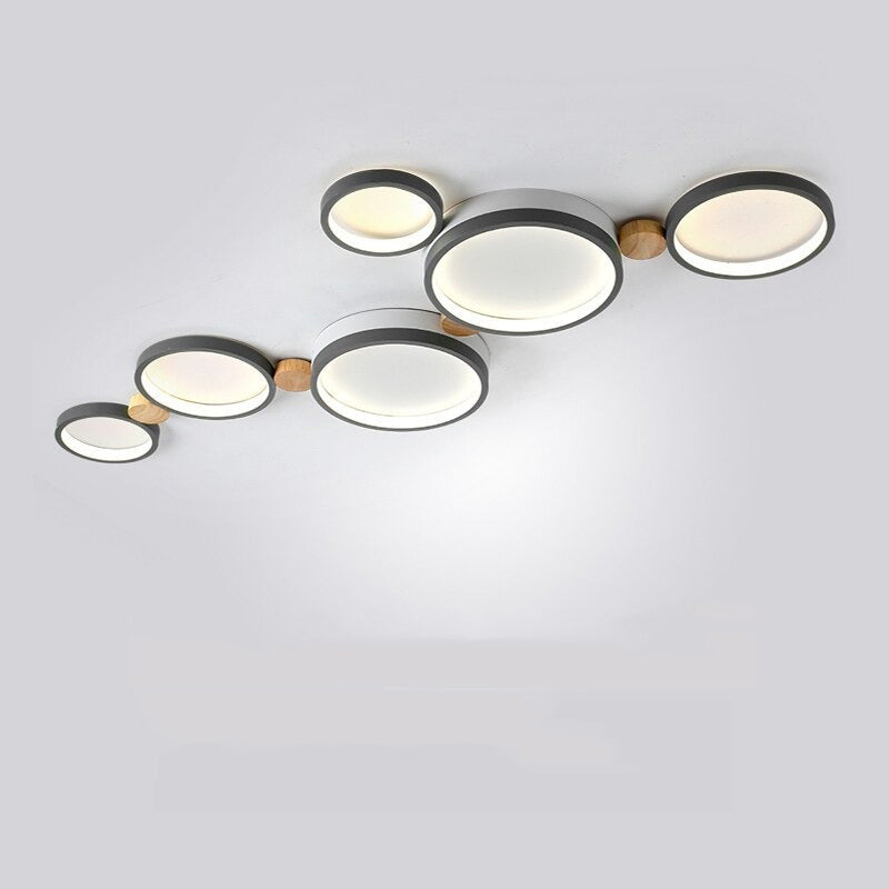 Lampa sufitowa Muto okrągła nowoczesna LED biała/szara/zielona, salon, drewno 13