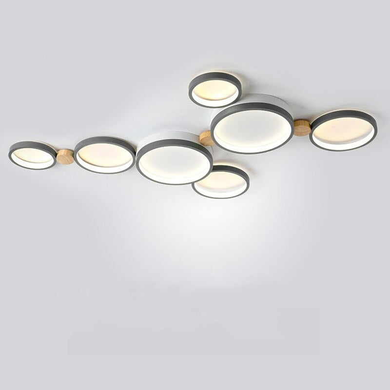 Lampa sufitowa Muto okrągła nowoczesna LED biała/szara/zielona, salon, drewno 14