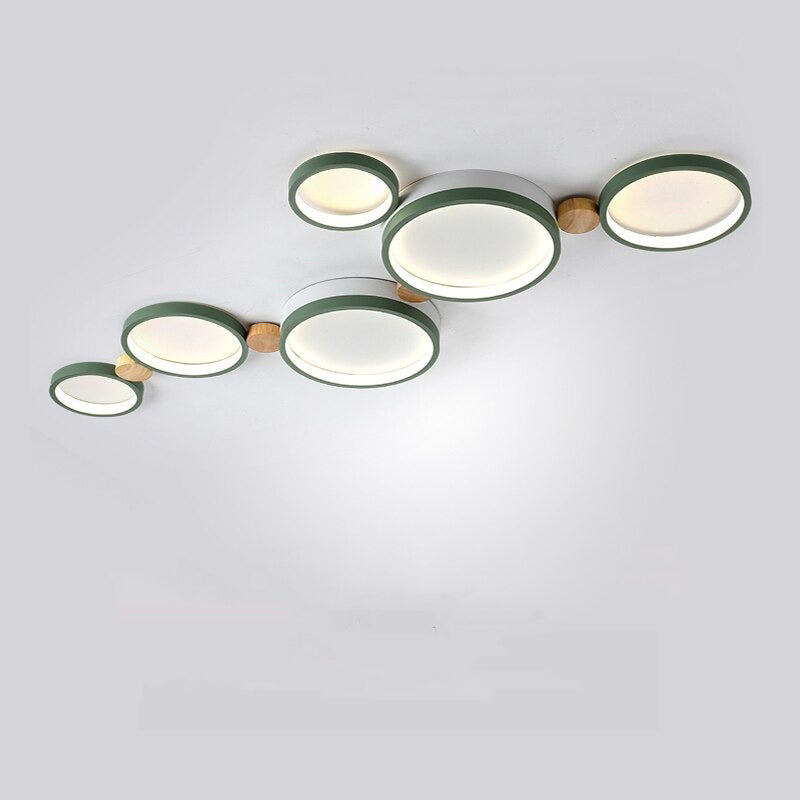 Lampa sufitowa Muto okrągła nowoczesna LED biała/szara/zielona, salon, drewno 18