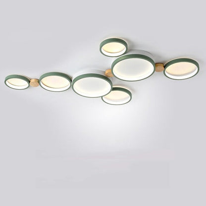 Lampa sufitowa Muto okrągła nowoczesna LED biała/szara/zielona, salon, drewno 19