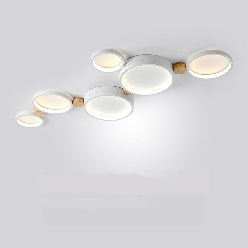 Lampa sufitowa Muto okrągła nowoczesna LED biała/szara/zielona, salon, drewno 8