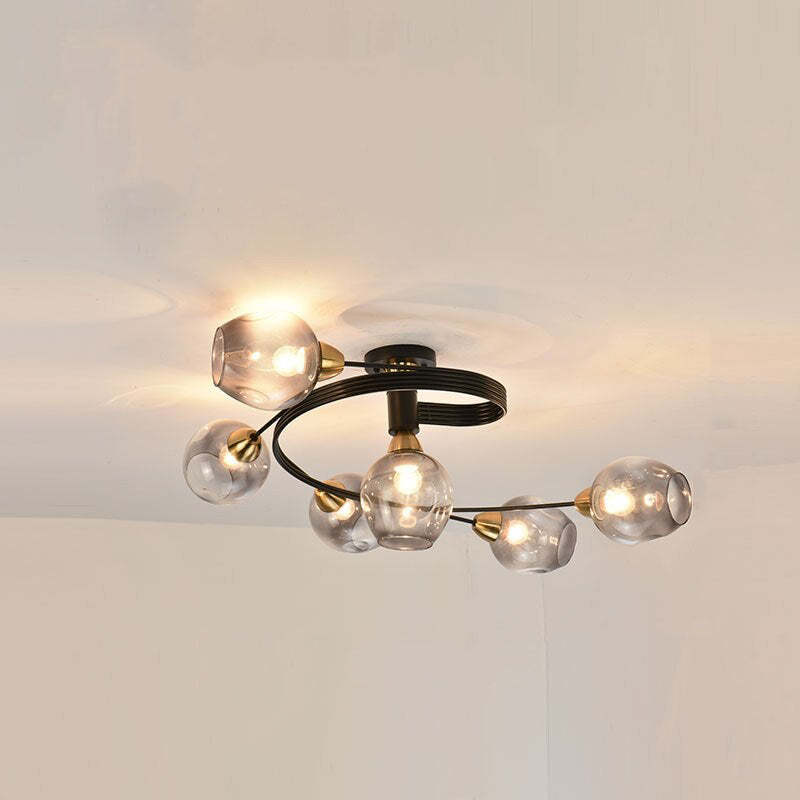 Lampa sufitowa Valentina, szklana, czarno-złota, do jadalni 10