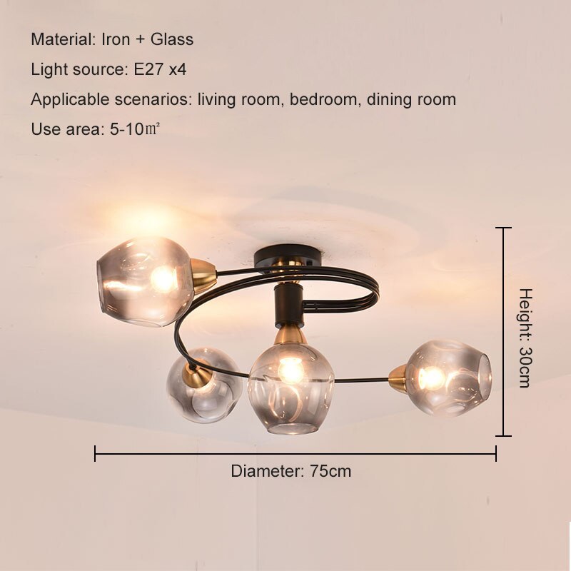 Lampa sufitowa Valentina, szklana, czarno-złota, do jadalni 12