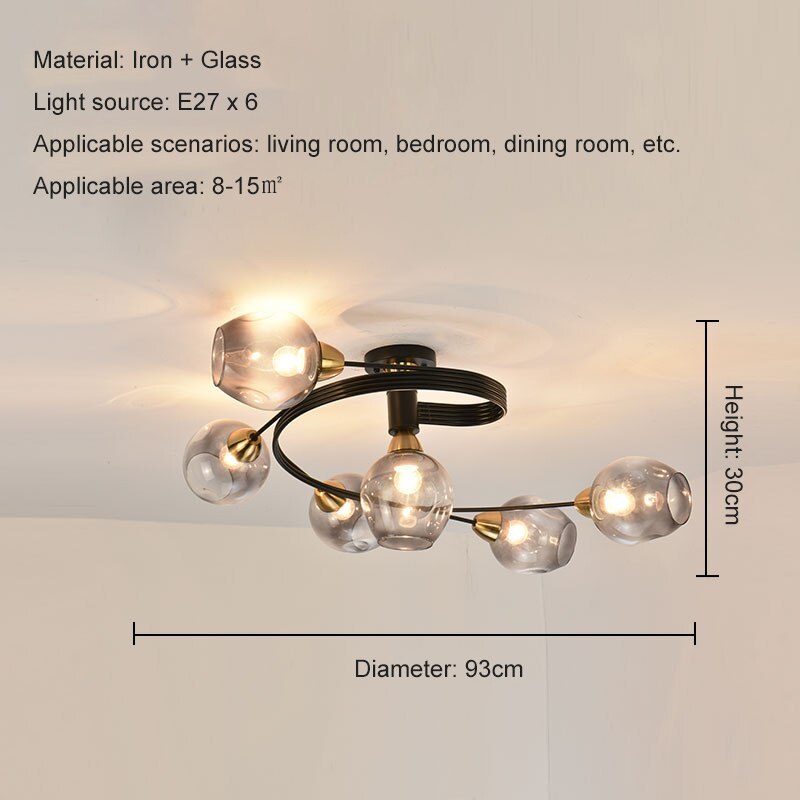 Lampa sufitowa Valentina, szklana, czarno-złota, do jadalni 13
