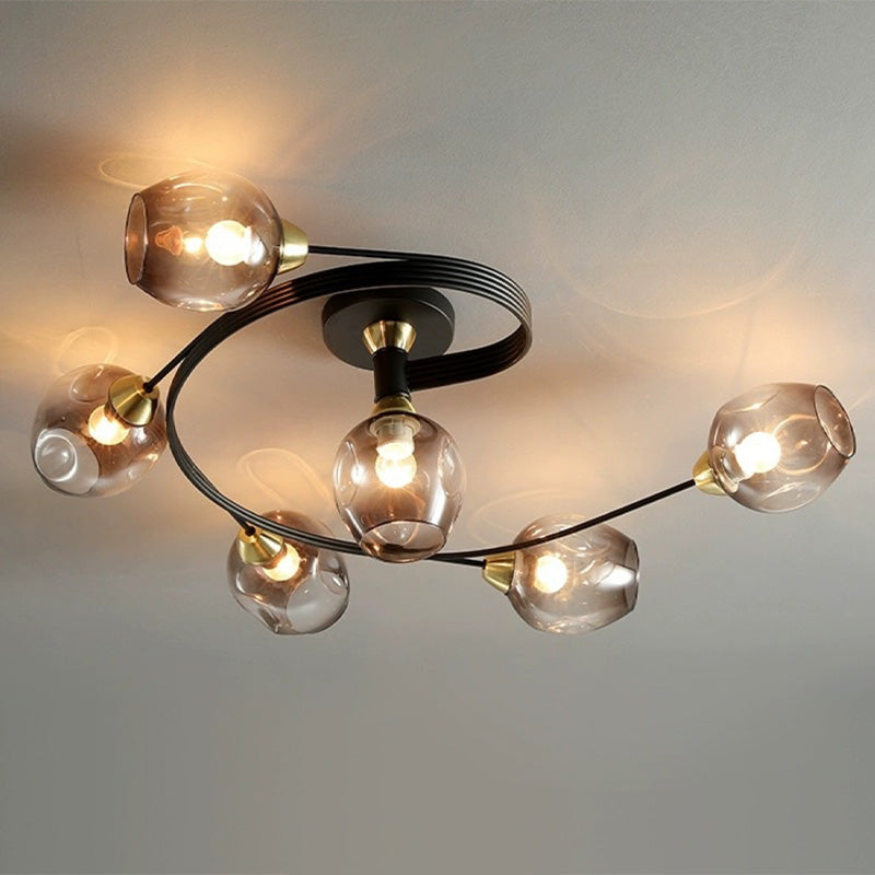 Lampa sufitowa Valentina, szklana, czarno-złota, do jadalni 14