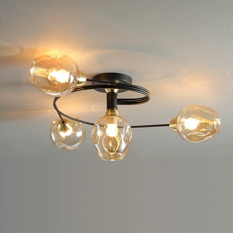 Lampa sufitowa Valentina, szklana, czarno-złota, do jadalni 16