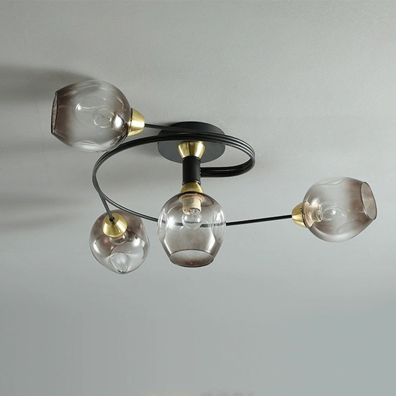 Lampa sufitowa Valentina, szklana, czarno-złota, do jadalni 17