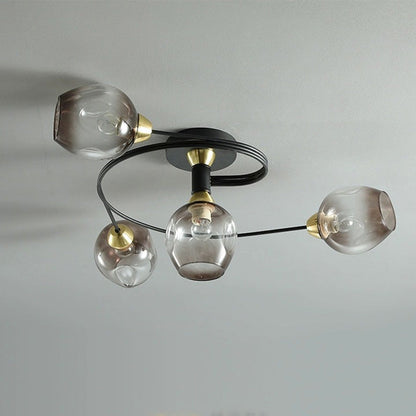 Lampa sufitowa Valentina, szklana, czarno-złota, do jadalni 17
