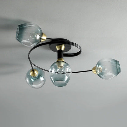 Lampa sufitowa Valentina, szklana, czarno-złota, do jadalni 19