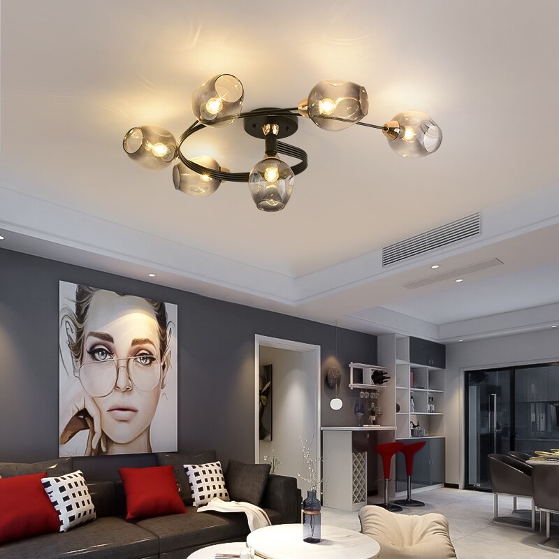 Lampa sufitowa Valentina, szklana, czarno-złota, do jadalni 2