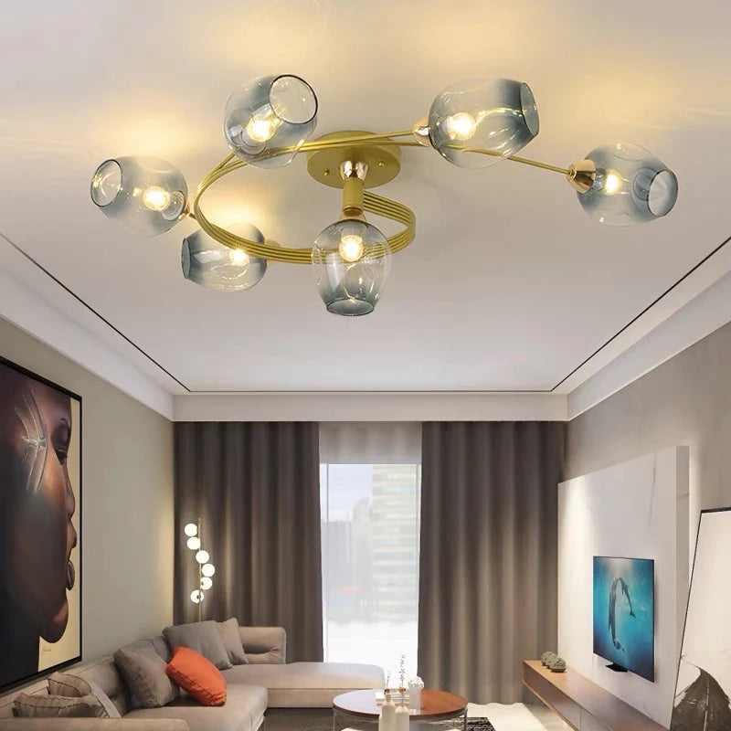 Lampa sufitowa Valentina, szklana, czarno-złota, do jadalni 22