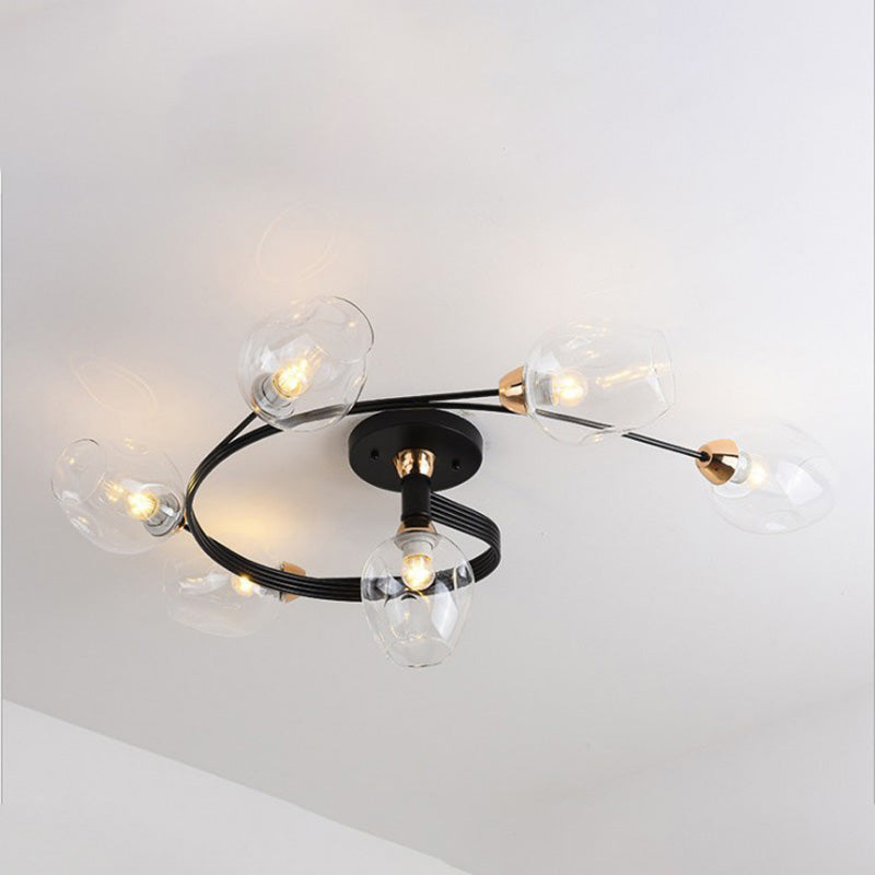 Lampa sufitowa Valentina, szklana, czarno-złota, do jadalni 25